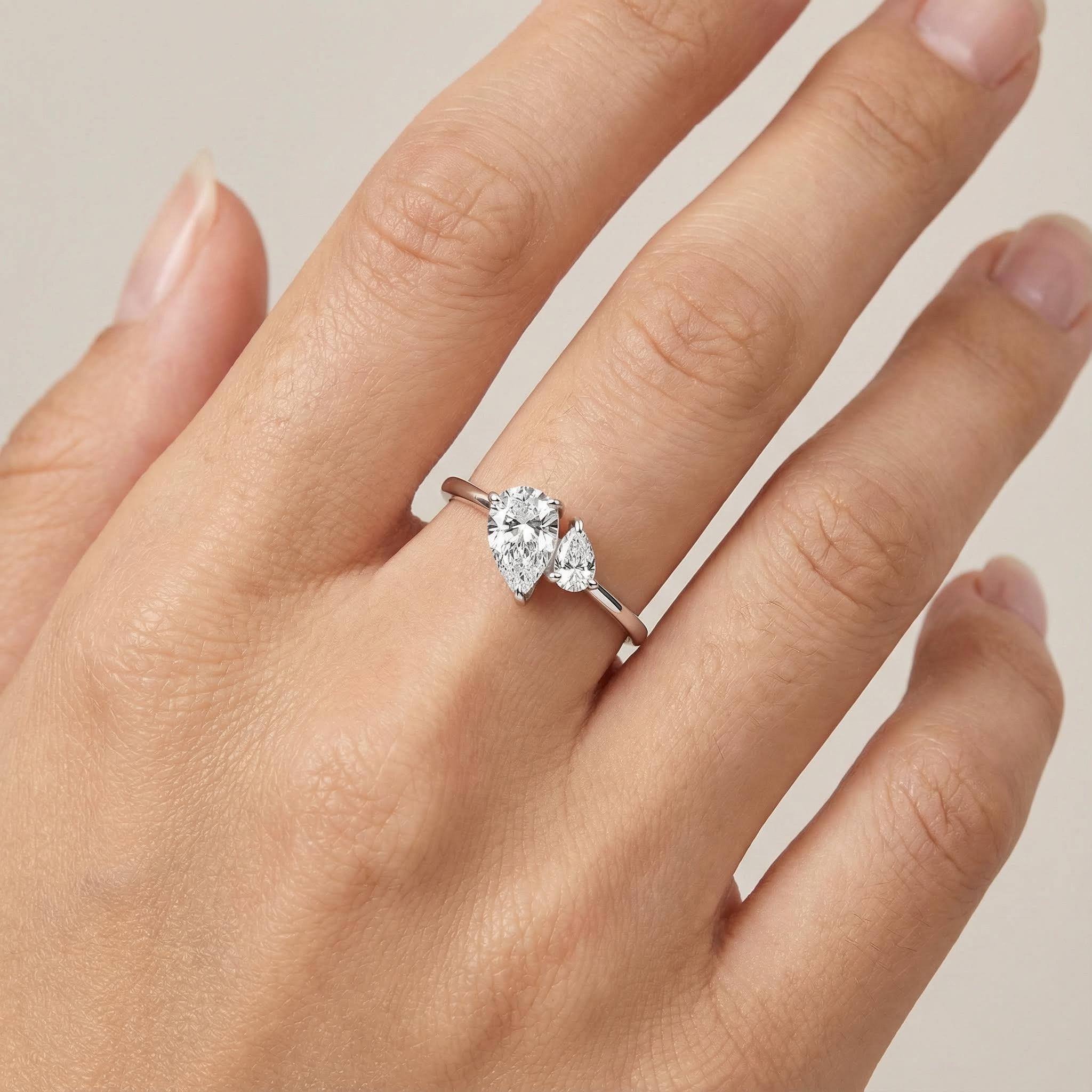 S925 Silver Double Pear Cut Engagement Ring S925 Silver Double Pear Cut Engagement Ring