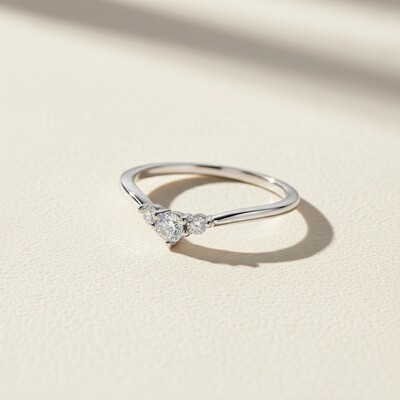 Three-Stone VVS Moissanite S925 Silver Engagement Ring