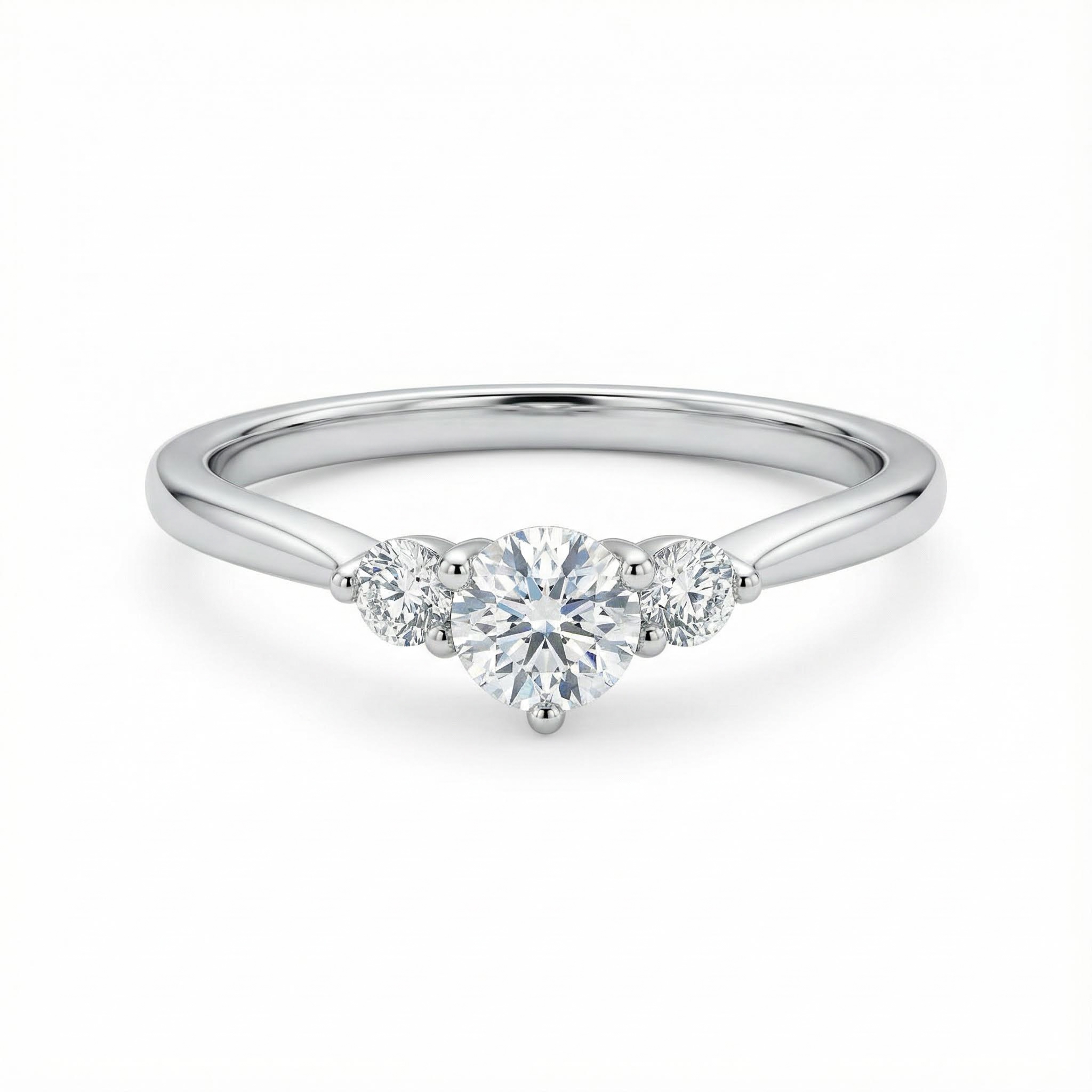 Three-Stone VVS Moissanite S925 Silver Engagement Ring Three-Stone VVS Moissanite S925 Silver Engagement Ring