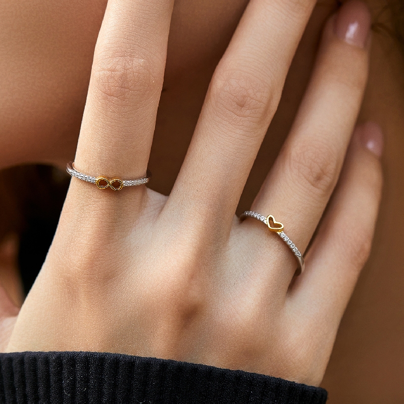 S925 Silver Infinity Love Pave Engagement Ring