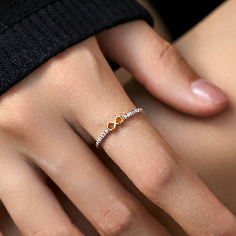 S925 Silver Infinity Love Pave Engagement Ring
