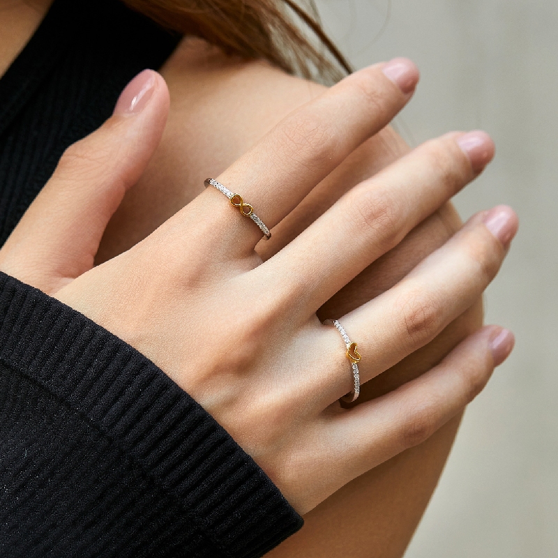 S925 Silver Infinity Love Pave Engagement Ring