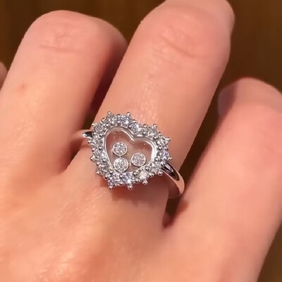 Heart Shaped Floating Diamonds Ring