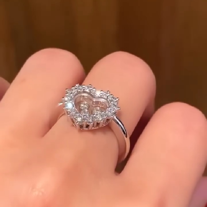 Heart Shaped Floating Diamonds Ring Heart Shaped Floating Diamonds Ring