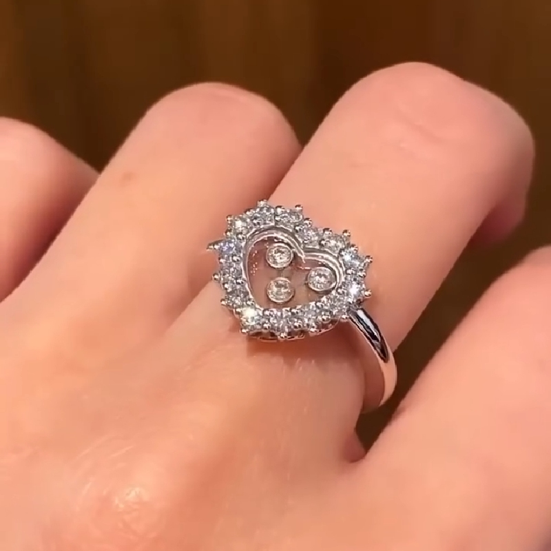Heart Shaped Floating Diamonds Ring Heart Shaped Floating Diamonds Ring