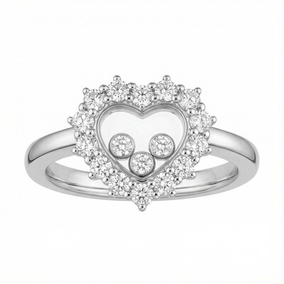 Heart Shaped Floating Diamonds Ring