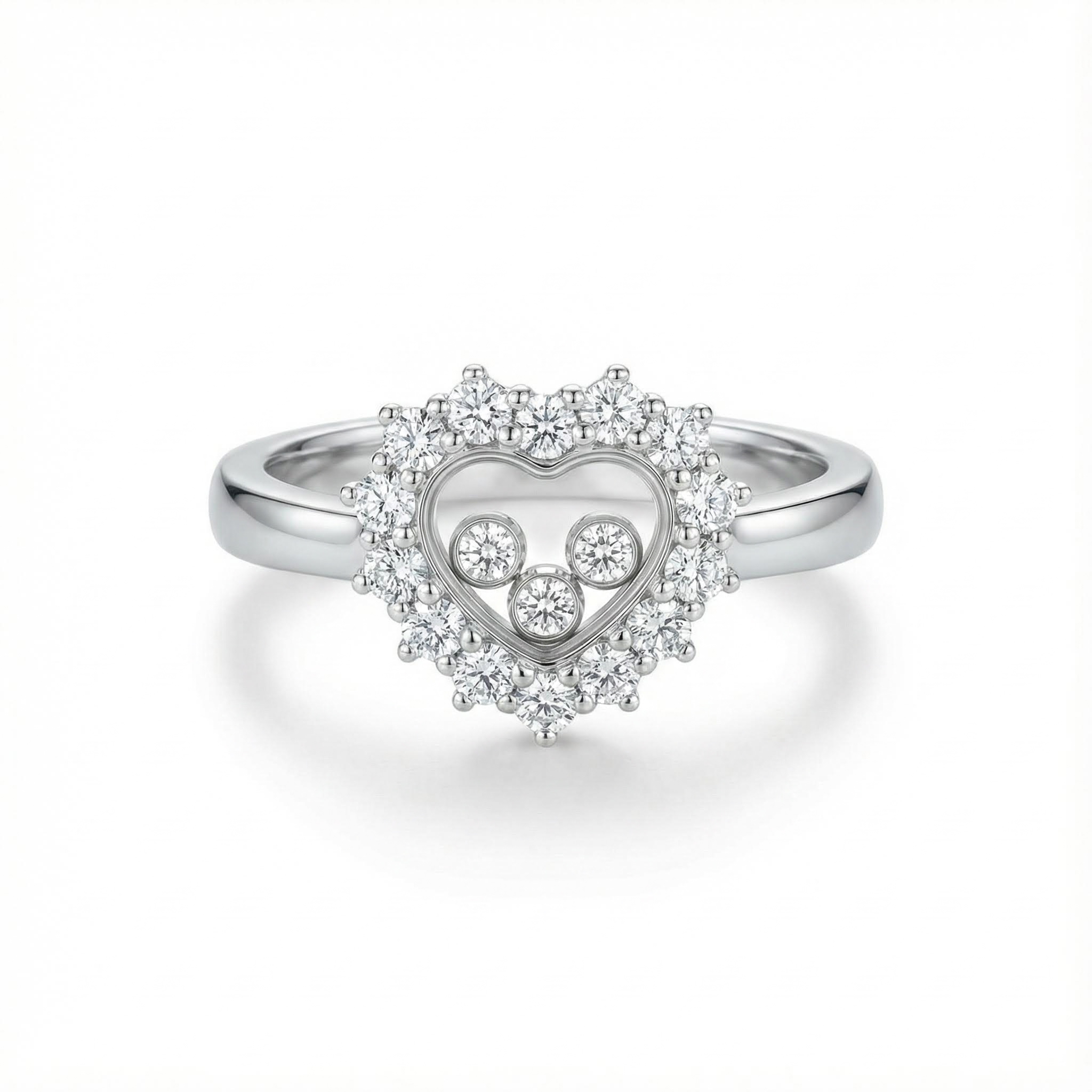 Heart Shaped Floating Diamonds Ring