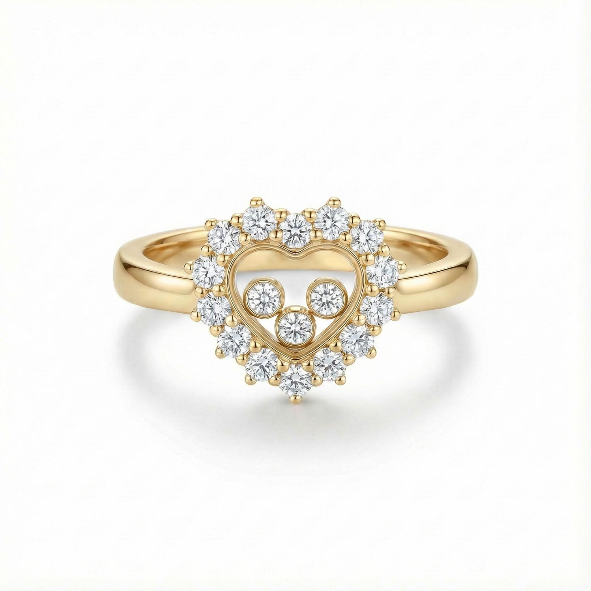 Heart Shaped Floating Diamonds Ring