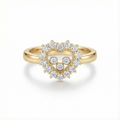 Heart Shaped Floating Diamonds Ring