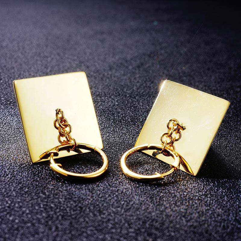 Unique Yellow gold Triangular Pyramid Earrings Deposit