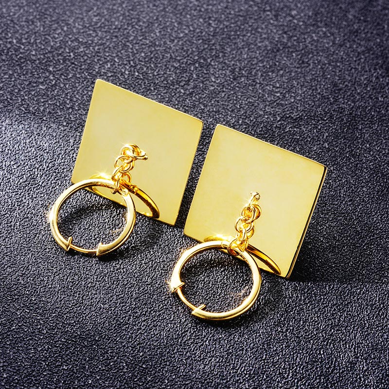 Unique Yellow gold Triangular Pyramid Earrings Deposit