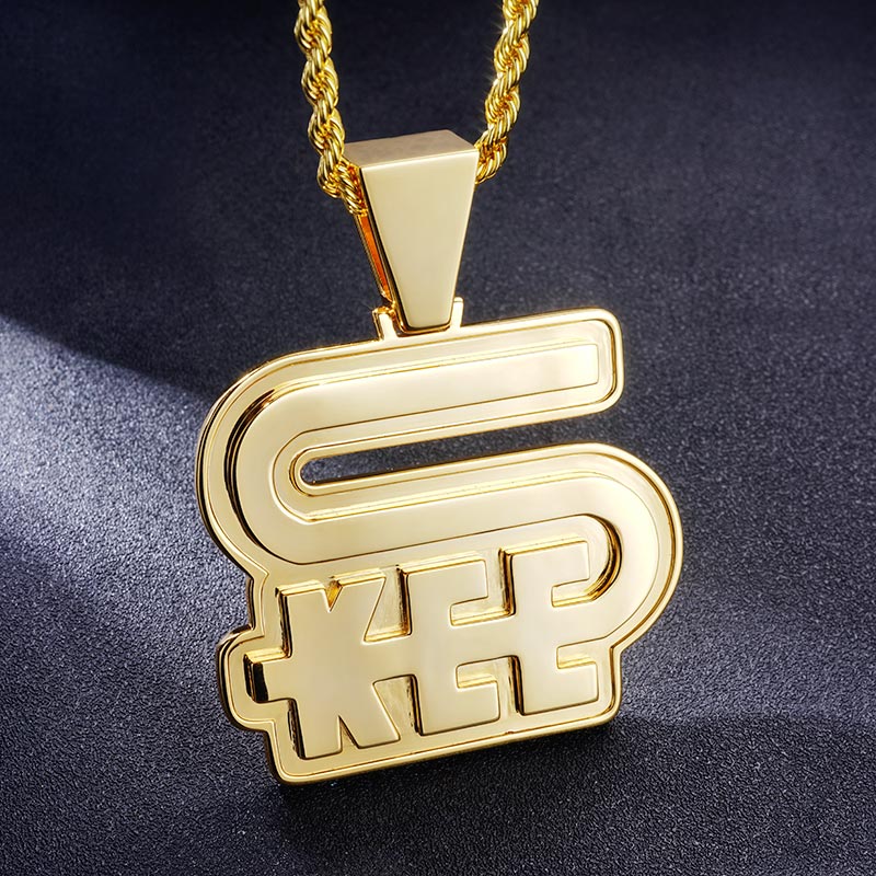 Custom Unique Yellow gold Logo & Letter Pendant Deposit