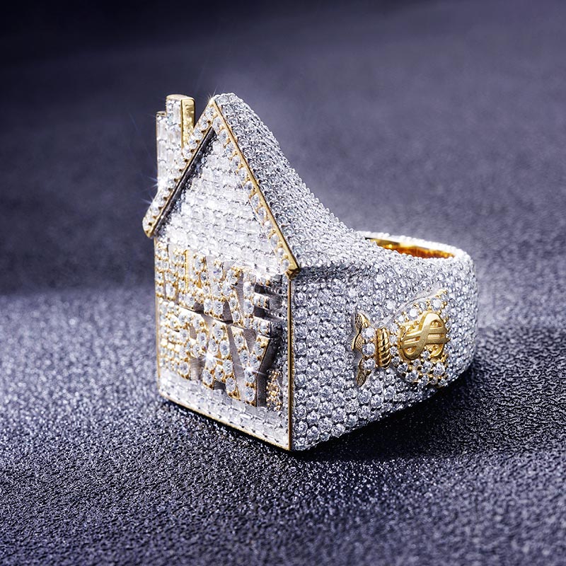 Custom S925 & VVS1 Baguette Moissanite Trap House Ring Deposit