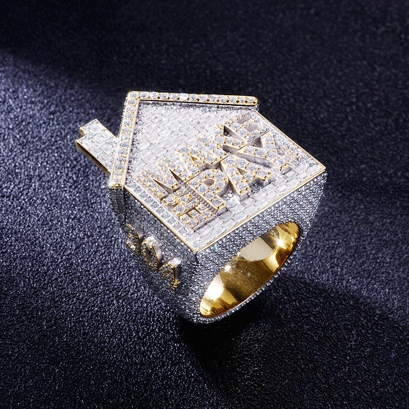 Custom S925 & VVS1 Baguette Moissanite Trap House Ring Deposit