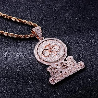 Custom S925 Iced Round Rose Gold Letter Pendant Deposit