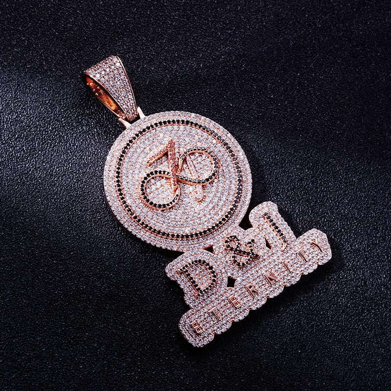 Custom S925 Iced Round Rose Gold Letter Pendant Deposit