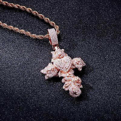 Custom S925 & VVS1 Moissanite Unique Rose Cross Pendant Deposit