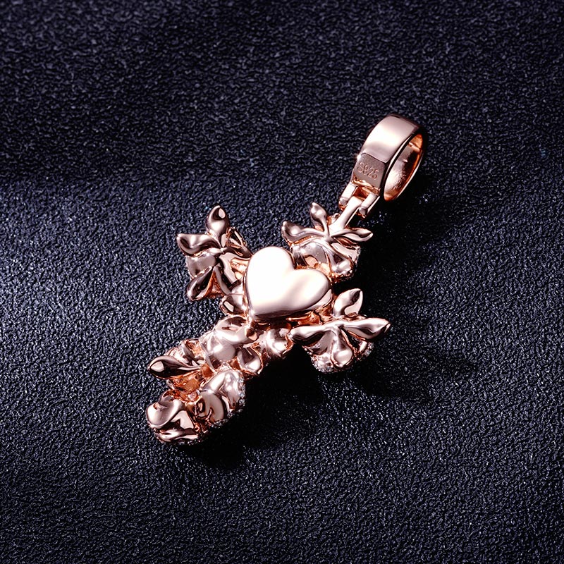 Custom S925 & VVS1 Moissanite Unique Rose Cross Pendant Deposit