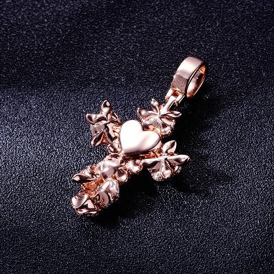 Custom S925 & VVS1 Moissanite Unique Rose Cross Pendant Deposit