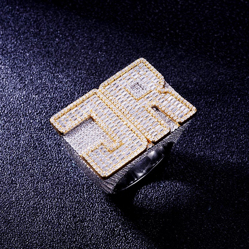 Custom S925 & VVS1 Baguette Moissanite Letter Ring Deposit