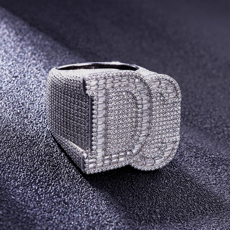 Custom S925 & VVS1 Baguette Moissanite Letter Ring Deposit