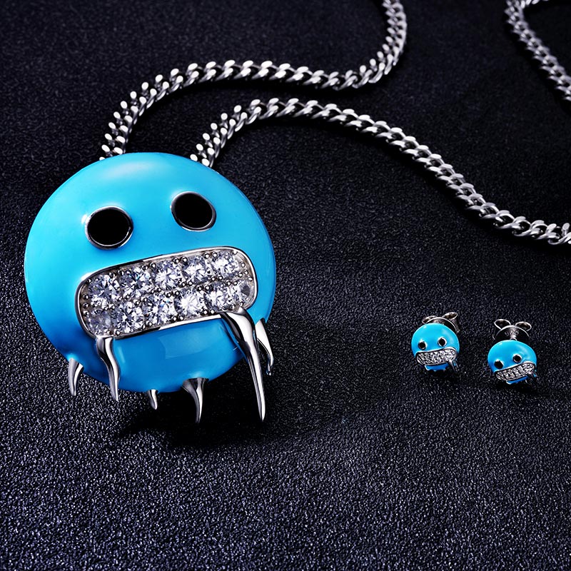 Custom S925 Iced & Enamel Iced Emoji Pendant & Earrings Set Deposit