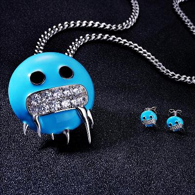 Custom S925 Iced & Enamel Iced Emoji Pendant & Earrings Set Deposit
