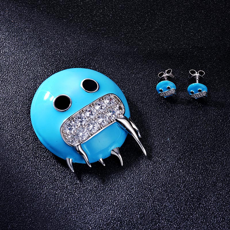 Custom S925 Iced & Enamel Iced Emoji Pendant & Earrings Set Deposit