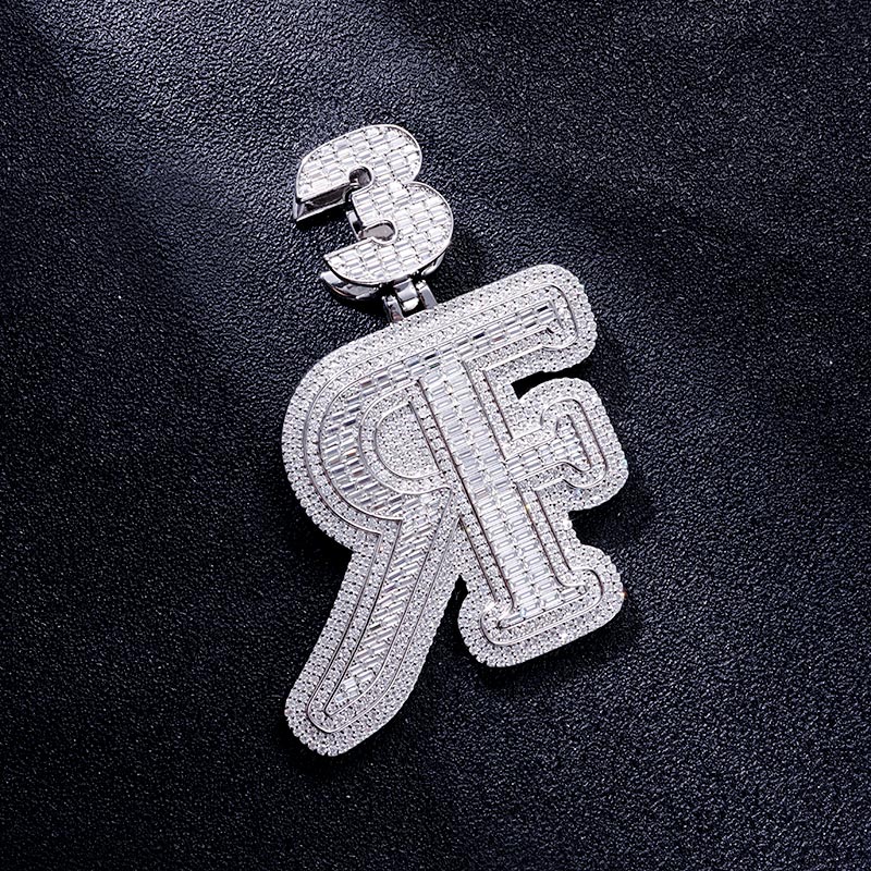 Custom S925 & VVS1 Baguette Moissanite Letter & Number Pendant