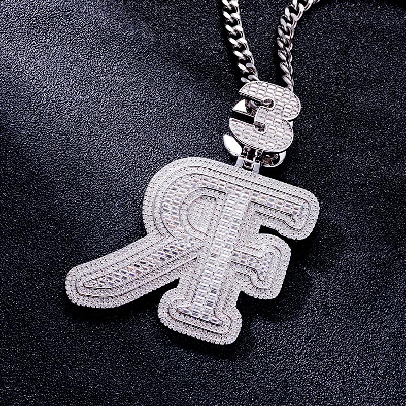 Custom S925 & VVS1 Baguette Moissanite Letter & Number Pendant