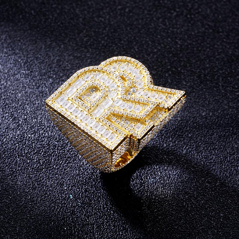 Custom S925 & VVS1 Baguette Moissanite Letter Ring Deposit