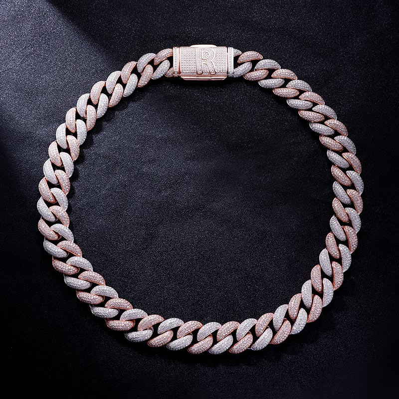 Custom S925 & VVS1 Moissanite Two Tone Cuban Link Chain
