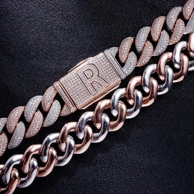 Custom S925 & VVS1 Moissanite Two Tone Cuban Link Chain