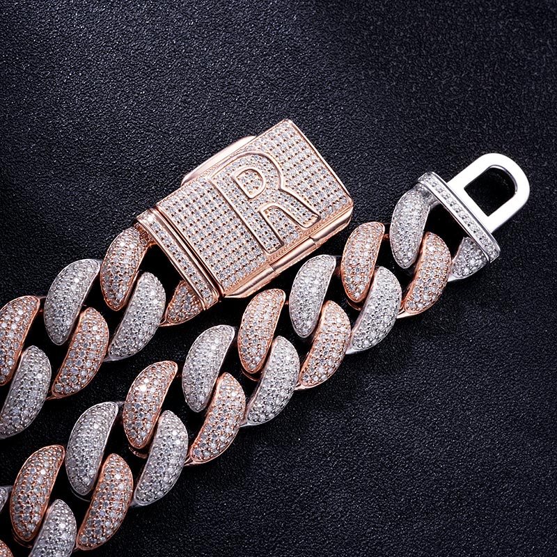Custom S925 & VVS1 Moissanite Two Tone Cuban Link Chain