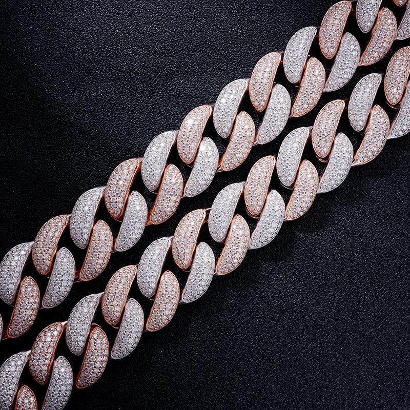 Custom S925 & VVS1 Moissanite Two Tone Cuban Link Chain