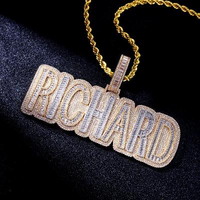 Custom S925 & VVS1 Baguette Moissanite Letter Pendant