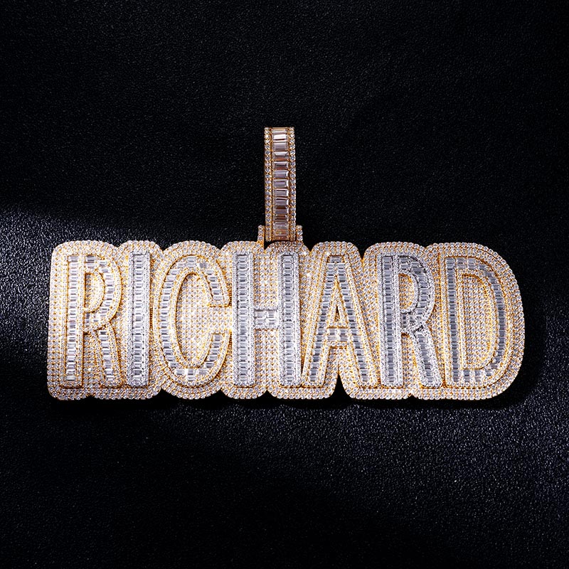 Custom S925 & VVS1 Baguette Moissanite Letter Pendant