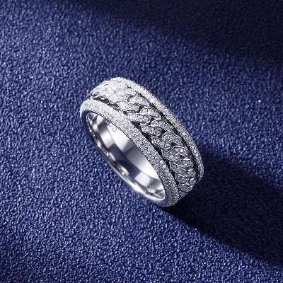 Custom S925 & VVS1 Moissanite Rotatable Cuban Link Ring