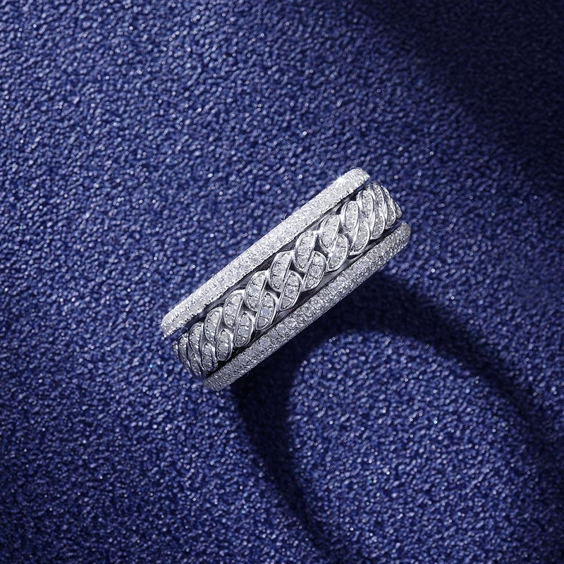 Custom S925 & VVS1 Moissanite Rotatable Cuban Link Ring