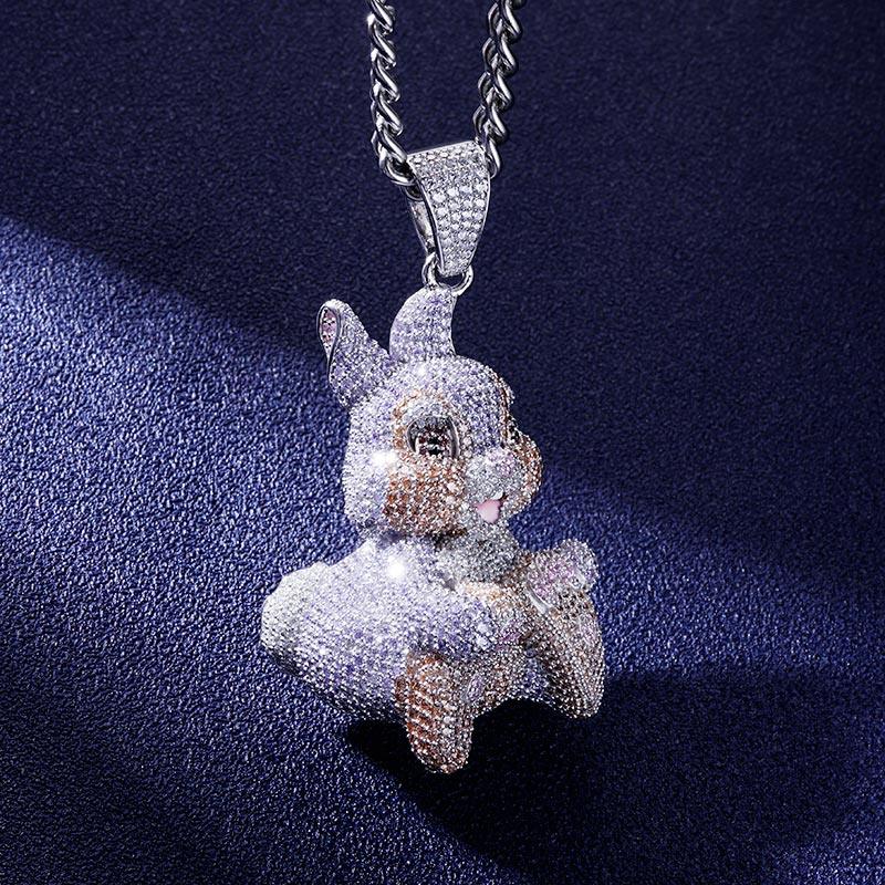Custom S925 Iced Cartoon Rabbit Pendant Deposit