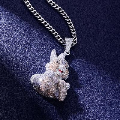 Custom S925 Iced Cartoon Rabbit Pendant Deposit