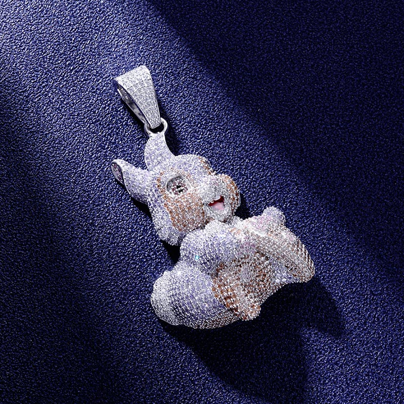 Custom S925 Iced Cartoon Rabbit Pendant Deposit