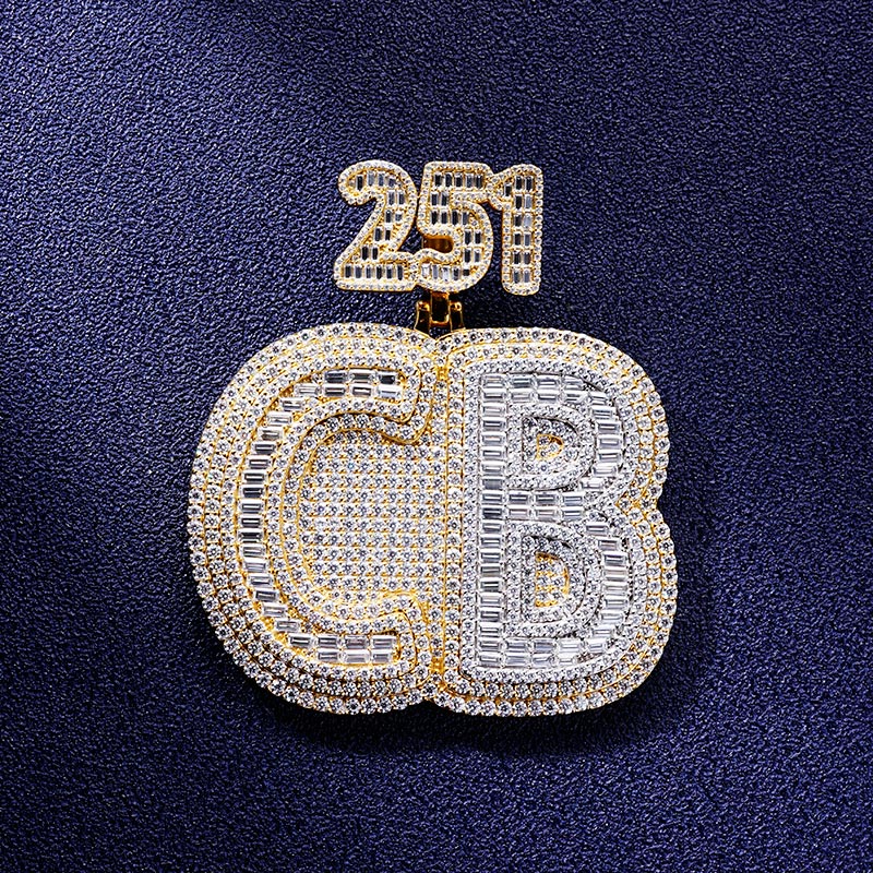 Custom S925 & VVS1 Baguette Moissanite Letter Pendant