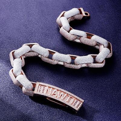 Custom S925 & VVS1 Moissanite Two Tone Cuban Link Chain