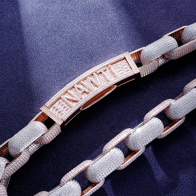 Custom S925 & VVS1 Moissanite Two Tone Cuban Link Chain