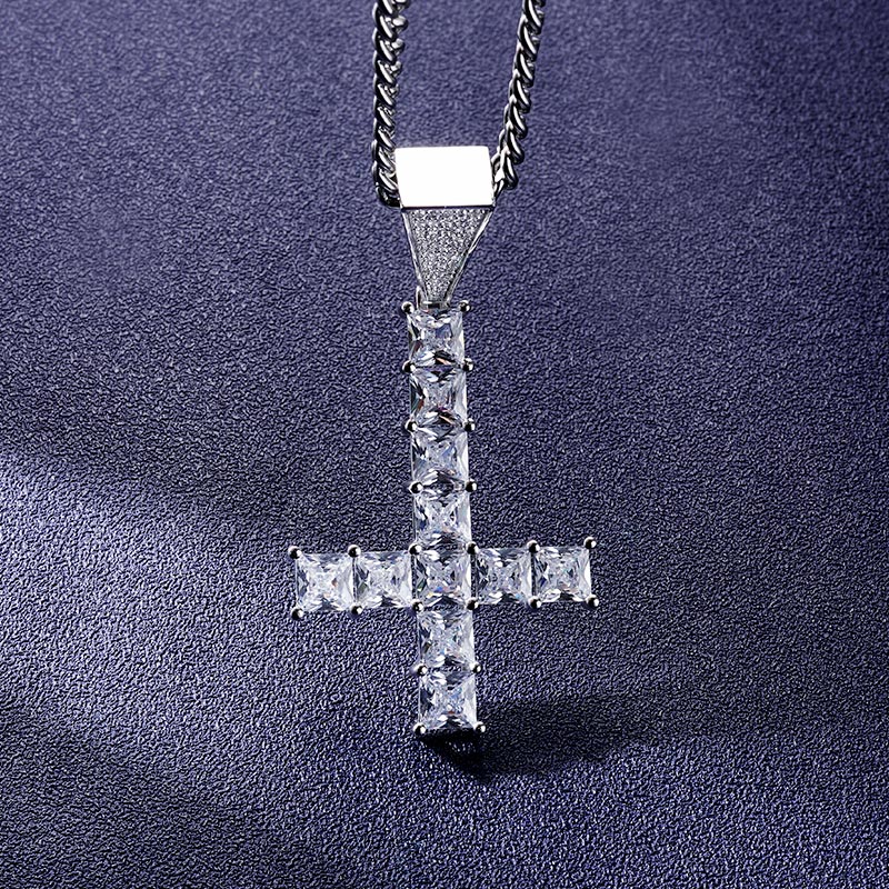 Custom S925 Iced Princess Cut Cross Pendant Deposit