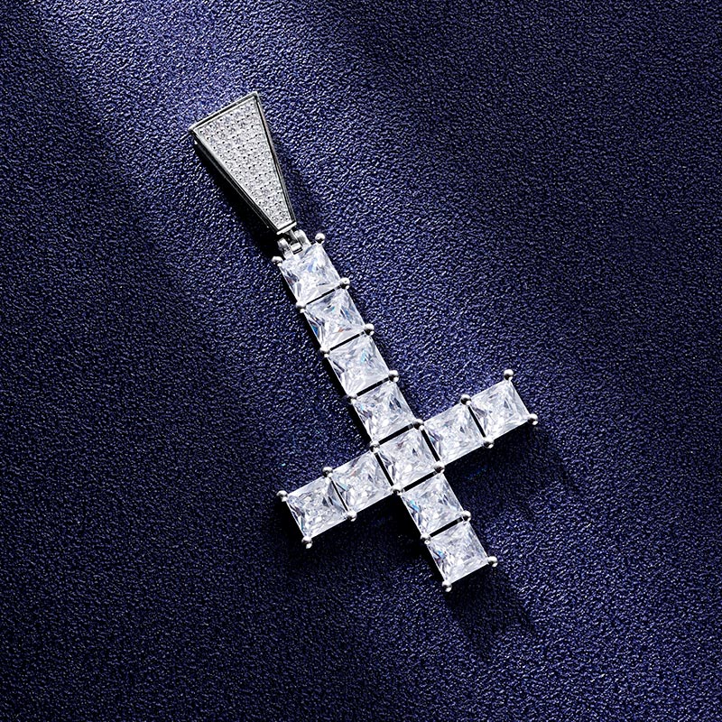 Custom S925 Iced Princess Cut Cross Pendant Deposit
