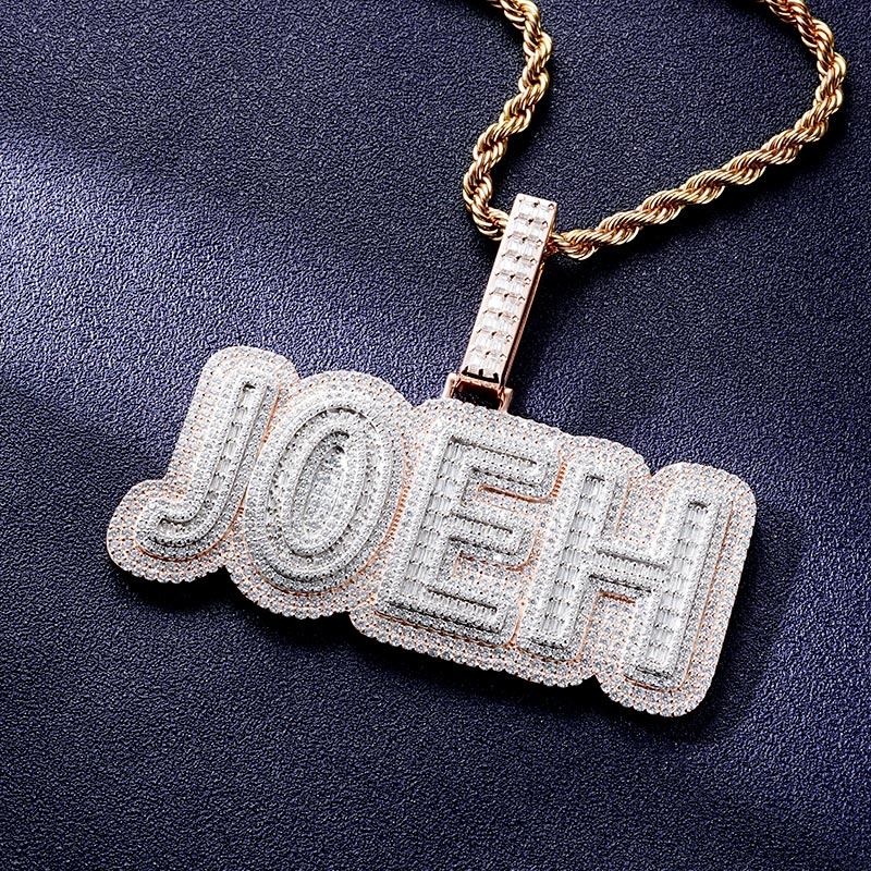 Custom S925 & VVS1 Baguette Moissanite Letter Pendant