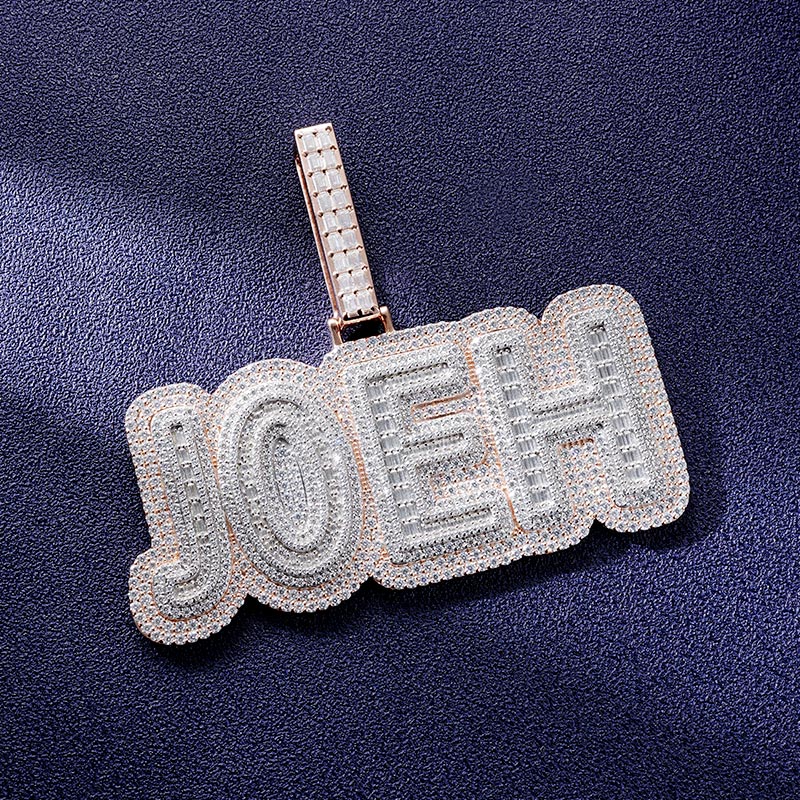 Custom S925 & VVS1 Baguette Moissanite Letter Pendant