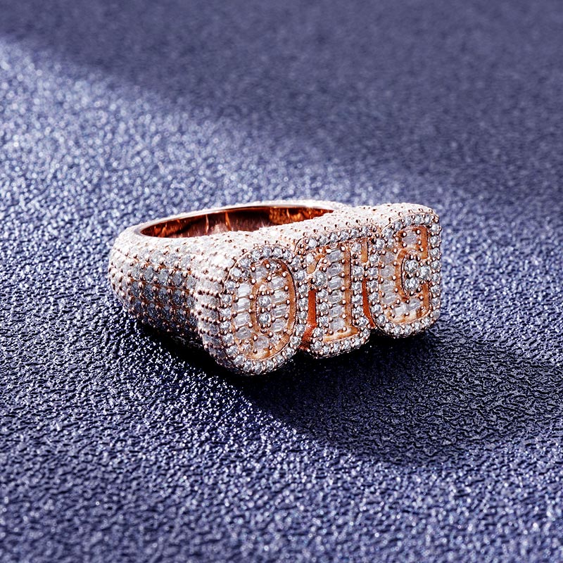 Custom S925 & VVS1 Baguette Moissanite Letter Ring Deposit